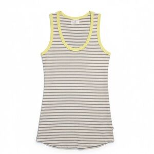 Sol Angeles Monterey Stripe Dress Gray White Citron Yellow Small